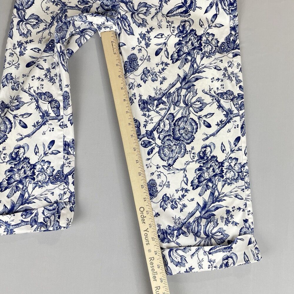 Bill Blass White Floral Print Capri Jeans Women's 8 Perfect Fit High Rise Mom - Picture 13 of 16